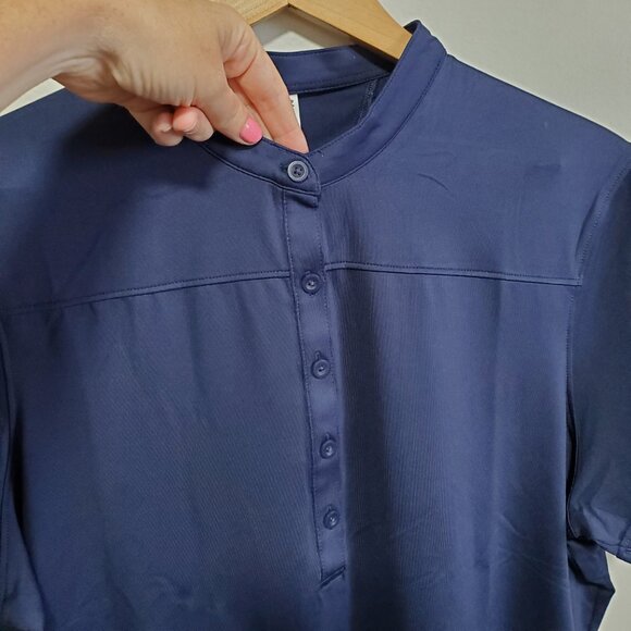 NWOT UNDER ARMOUR Performance Golf Polo Shirt Collarless SS Navy Blue Women's XL - Picture 4 of 11